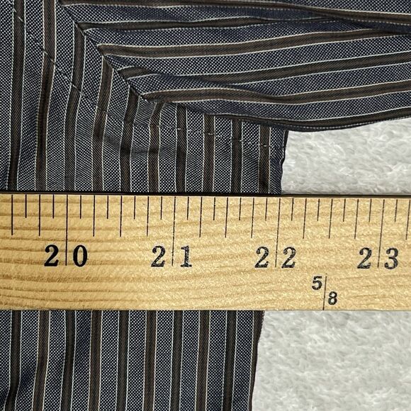 Hart Shaffner Marx Button Up Shirt Men's M Gray Striped 100% Cotton - Picture 5 of 12